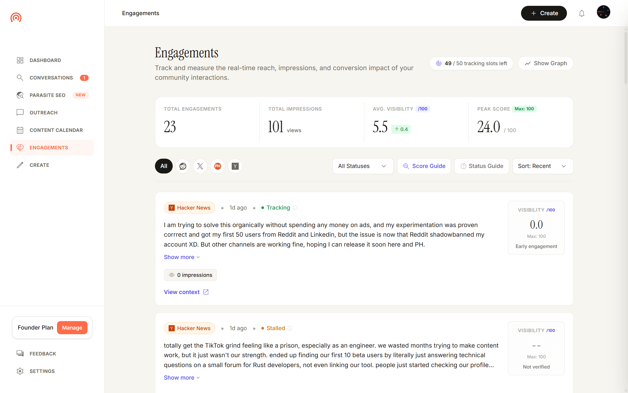 Xoru Engagements and Performance Tracking